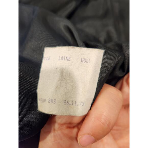 Vintage 70s Italian Wool Blend Coat - Black, Size 8, Padded Shoulders - Picture 5 of 5